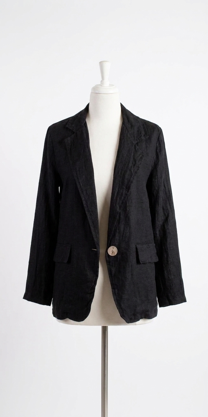 NEW GIGI MODA sabrina linen long sleeve blazer in black